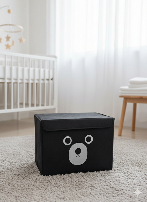 "Little Bear" Collapsible Nursery Storage – Soft Pink Toy & Accessory Organizer for Baby Girls