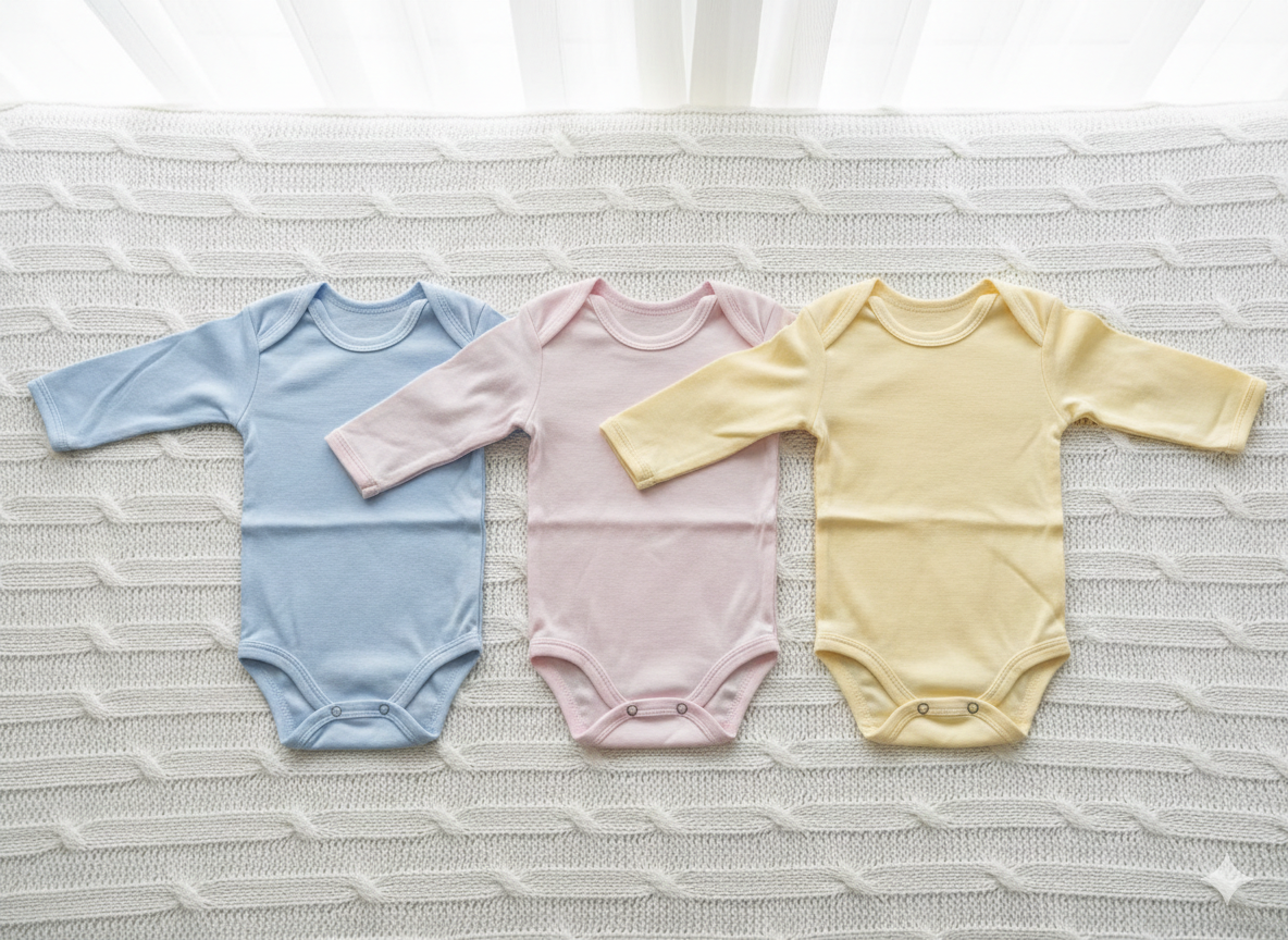 3-Pack Premium Soft-Touch Interlock Cotton Bodysuits for Newborns